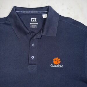 Cutter & Buck Clemson Tigers Navy Blue DryTec Polo Mens Large
